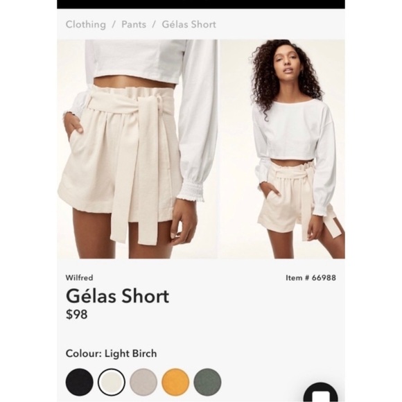 NWT Aritzia Wilfred Gelas Paperbag Shorts Light Birch Sz 10 - Picture 12 of 12